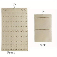 Double-Sided Hanging Jewelry Organizer with Metal Hook - Felt Earring & Necklace