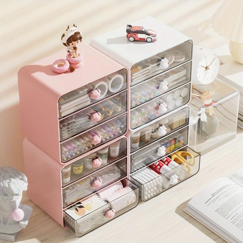 Desktop Storage Box for Stationery Scrapbook Cosmetics Back to School Dorm Use