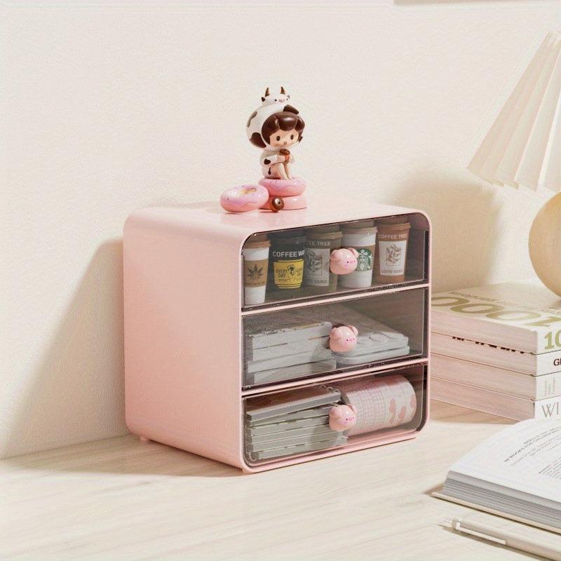 Desktop Storage Box for Stationery Scrapbook Cosmetics Back to School Dorm Use