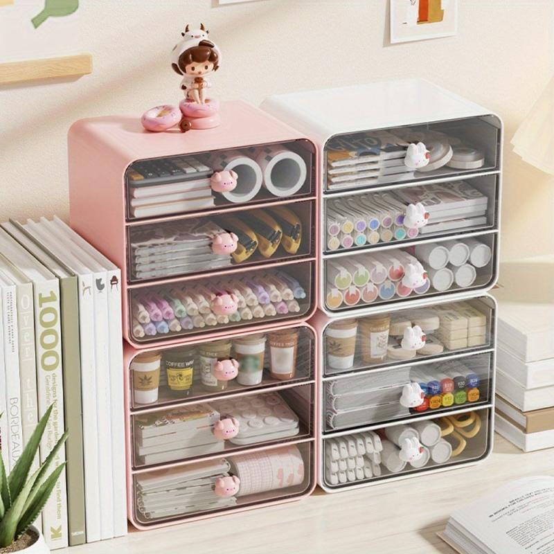 Desktop Storage Box for Stationery Scrapbook Cosmetics Back to School Dorm Use