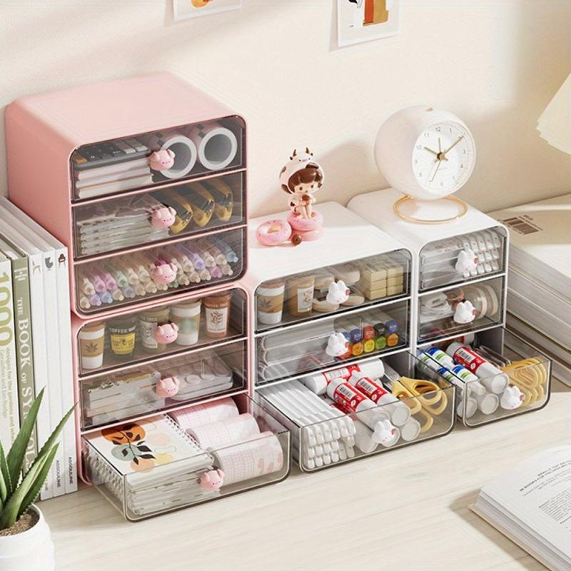 Desktop Storage Box for Stationery Scrapbook Cosmetics Back to School Dorm Use