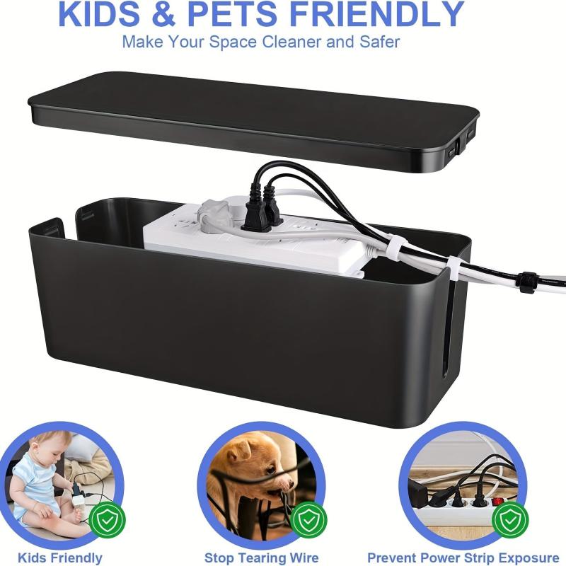 1pc Plastic Data Cable Storage Box Hide Cords & Power Strips