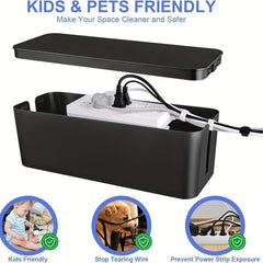 1pc Plastic Data Cable Storage Box Hide Cords & Power Strips