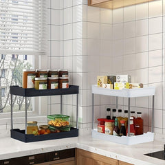 2 Layer Plastic Condiments Storage Racks Undercupboard