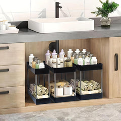 2 Layer Plastic Condiments Storage Racks Undercupboard
