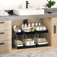 2 Layer Plastic Condiments Storage Racks Undercupboard