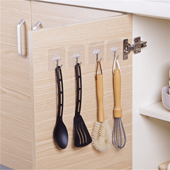 5pcs Transparent Self Adhesive Hook Stainless Steel Hook With Clear Sticker