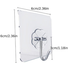 5pcs Transparent Self Adhesive Hook Stainless Steel Hook With Clear Sticker