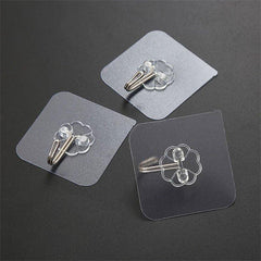 5pcs Transparent Self Adhesive Hook Stainless Steel Hook With Clear Sticker