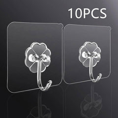 5pcs Transparent Self Adhesive Hook Stainless Steel Hook With Clear Sticker