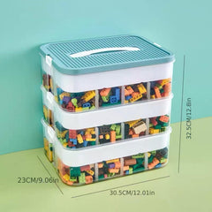 1pc Blocks Storage Box With Lid & Grids Large Portable Storage Box