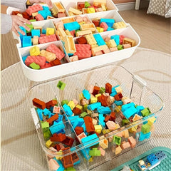 1pc Blocks Storage Box With Lid & Grids Large Portable Storage Box