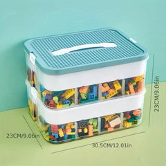 1pc Blocks Storage Box With Lid & Grids Large Portable Storage Box