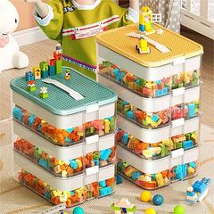 1pc Blocks Storage Box With Lid & Grids Large Portable Storage Box