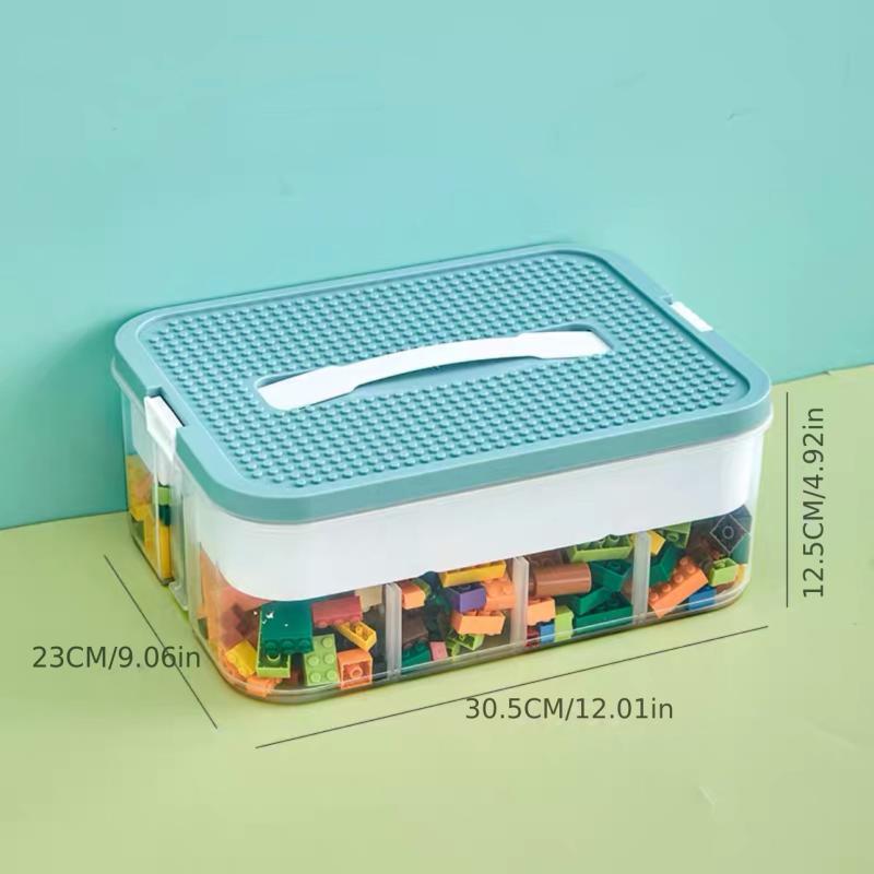 1pc Blocks Storage Box With Lid & Grids Large Portable Storage Box
