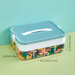 1pc Blocks Storage Box With Lid & Grids Large Portable Storage Box