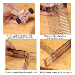 2pcs Drawer Cabinet Storage Partition Divider DIY Organizer