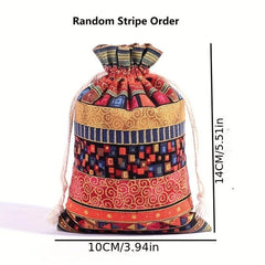 Egyptian Pattern Linen Drawstring Bag - Gift Packaging Jewelry Candy Storage