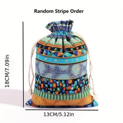 Egyptian Pattern Linen Drawstring Bag - Gift Packaging Jewelry Candy Storage