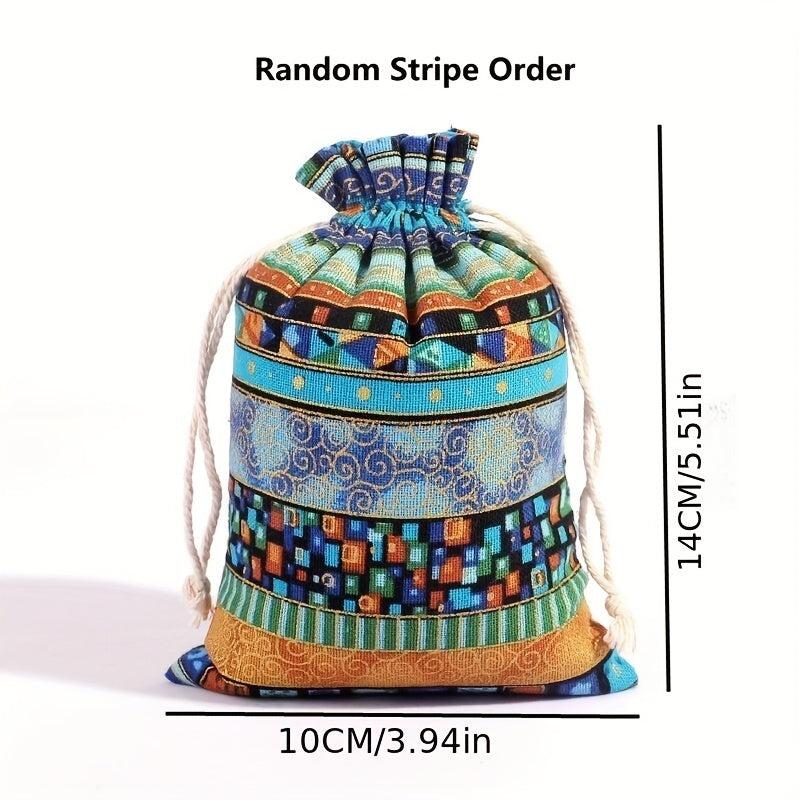 Egyptian Pattern Linen Drawstring Bag - Gift Packaging Jewelry Candy Storage