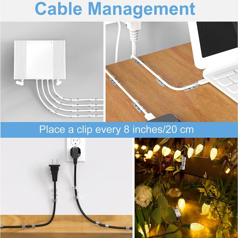 Clear Adhesive Light Clips 20-Pack for Outdoor and Indoor Use
