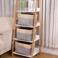 3pcs Folding Storage Bins Foldable Canvas Fabric Storage Basket Cubic Box