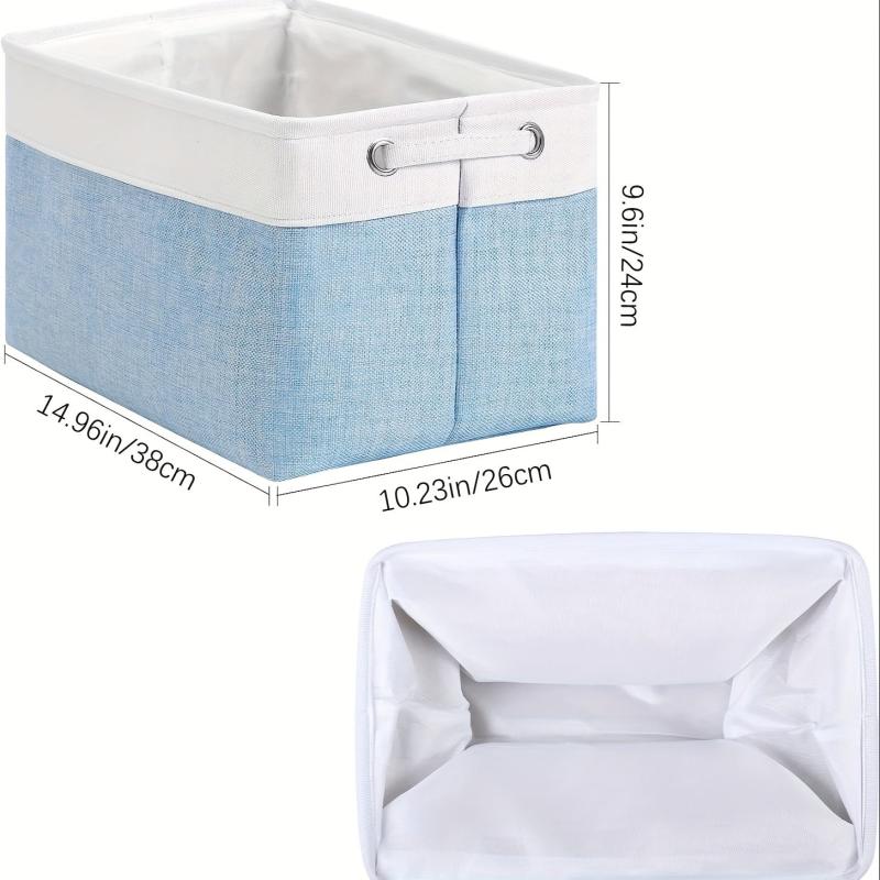 3pcs Folding Storage Bins Foldable Canvas Fabric Storage Basket Cubic Box