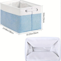 3pcs Folding Storage Bins Foldable Canvas Fabric Storage Basket Cubic Box