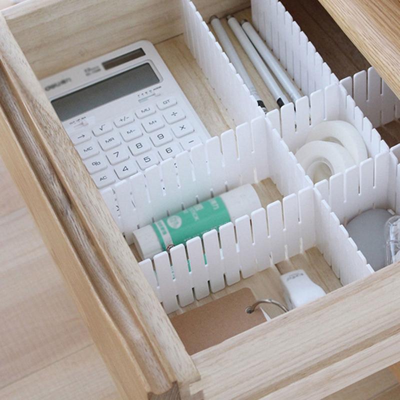 4pcs Plastic Drawer Clapboard DIY Grid Drawer Divider Storage Organizer