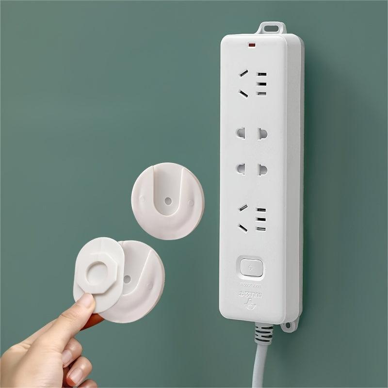Wall Mounted Power Strip Holder with Plug Hook for Organized Cords