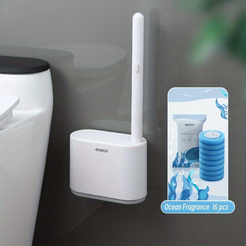 Toilet Cleaning Kit w/ Storage Caddy & 16 Refillable Wand Heads