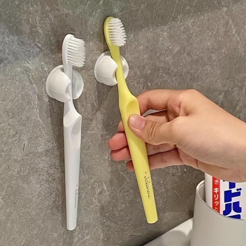 2pcs Toothbrush Holder Suction Cup Wall Mounted Toothbrush Storage Rack