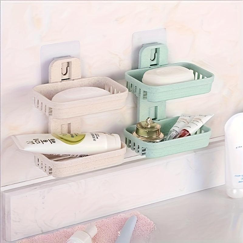 Plastic Wall Mounted Soap Dish Holder Bathroom Tray