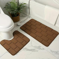 2pc Bathroom Mats Set Non Slip Soft Absorbent Bath Rug Machine Washable