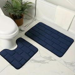 2pc Bathroom Mats Set Non Slip Soft Absorbent Bath Rug Machine Washable