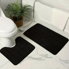 2pc Bathroom Mats Set Non Slip Soft Absorbent Bath Rug Machine Washable