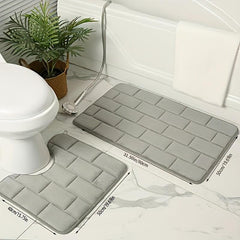 2pc Bathroom Mats Set Non Slip Soft Absorbent Bath Rug Machine Washable