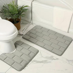 2pc Bathroom Mats Set Non Slip Soft Absorbent Bath Rug Machine Washable