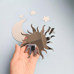 6pcs Star & Moon Mirror Wall Sticker Set Ramadan Kareem Holiday Decor