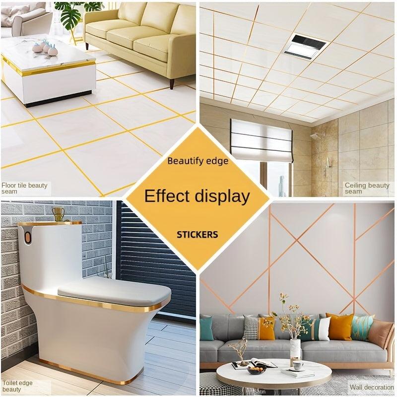 Golden Self Adhesive Tile Sticker Waterproof Gap Sealing Tape for Home Decor