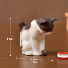 2pcs Mini Resin Cat Figurines For Home Desk Decoration