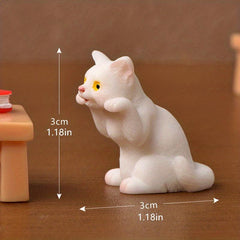 2pcs Mini Resin Cat Figurines For Home Desk Decoration