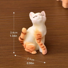 2pcs Mini Resin Cat Figurines For Home Desk Decoration