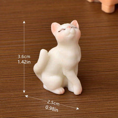 2pcs Mini Resin Cat Figurines For Home Desk Decoration