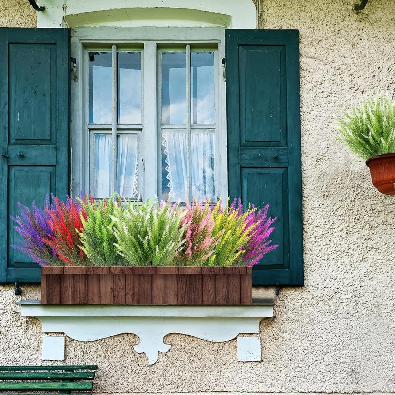 4 UV Resistant Artificial Lavender Flowers for Elegant Garden Decor