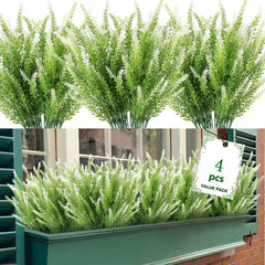 4 UV Resistant Artificial Lavender Flowers for Elegant Garden Decor