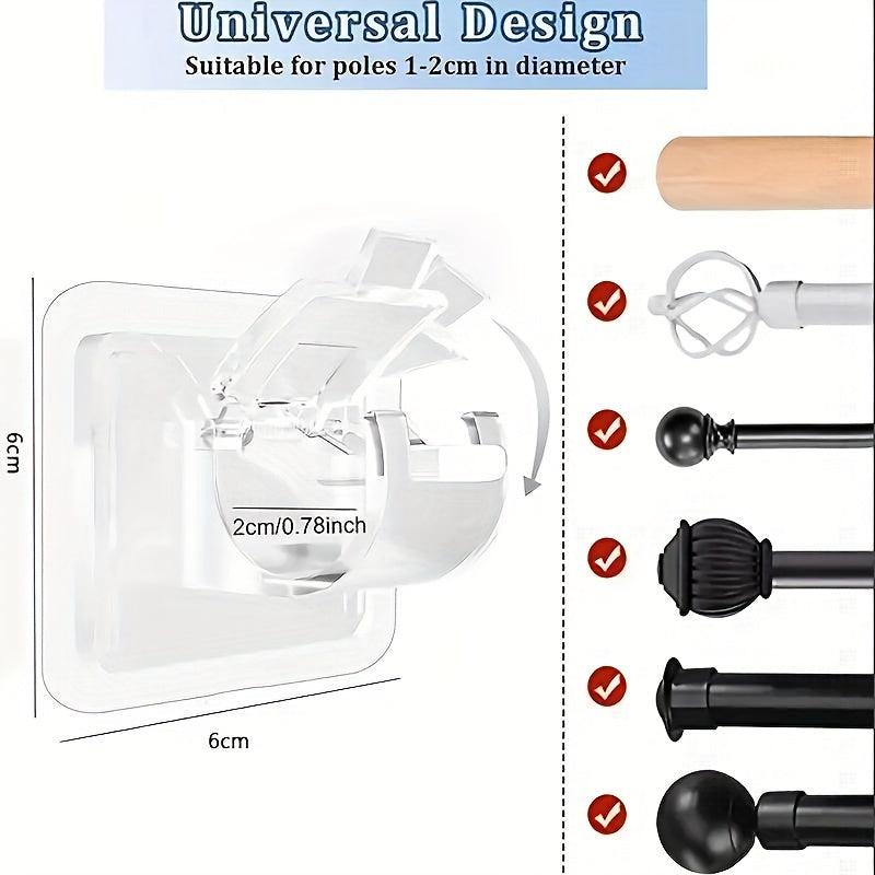 2pcs Adjustable Adhesive Curtain Rod Holder