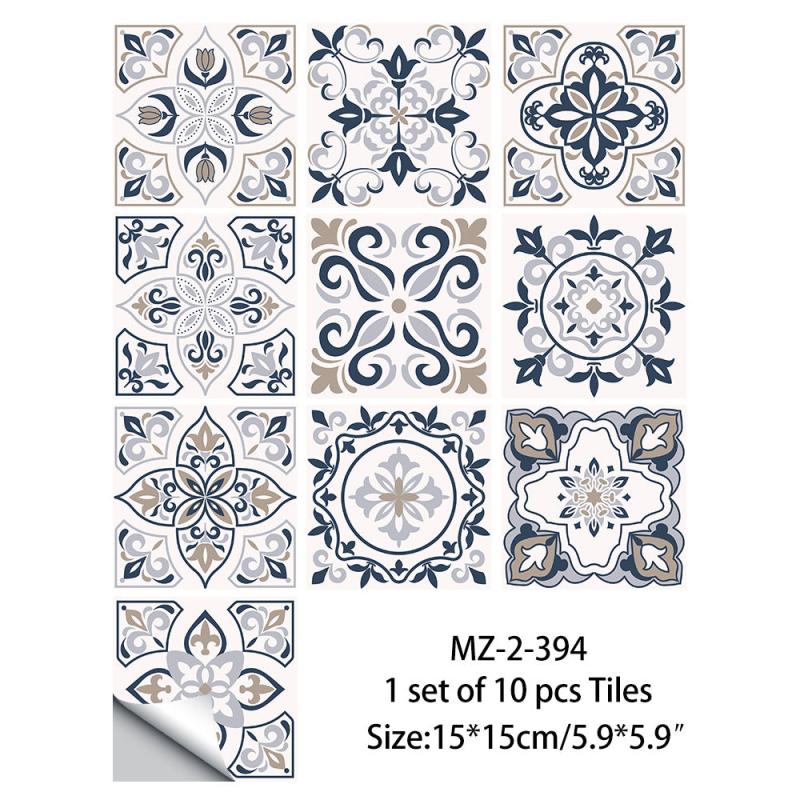 10pcs Waterproof Vinyl Wall Stickers for Home Decor Self Adhesive Tile Decals