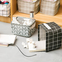 Fabric Foldable Storage Basket Linen Desktop Storage Box