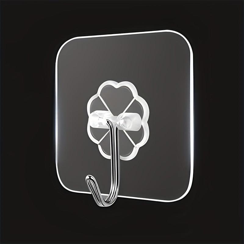 4pcs Transparent Wall Mounted Sticky Hook Punch-Free Adhesive Hook